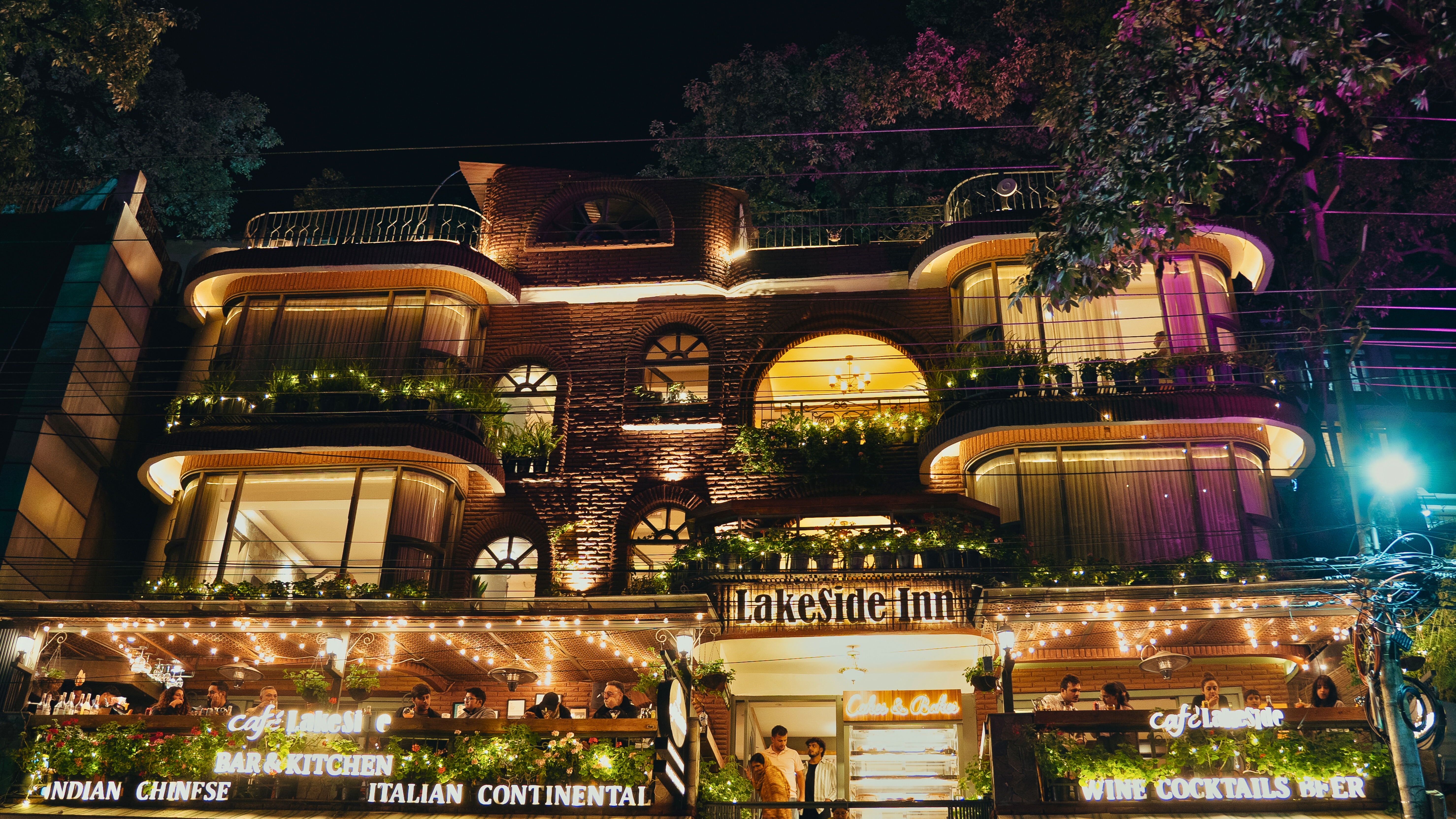 Panoramic view of Naini Lake and mountains from LakeSide Inn, Nainital